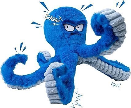 Blue Octopus Dog Toy – Tough Chew, Squeaky & Interactive Fun - Image 9